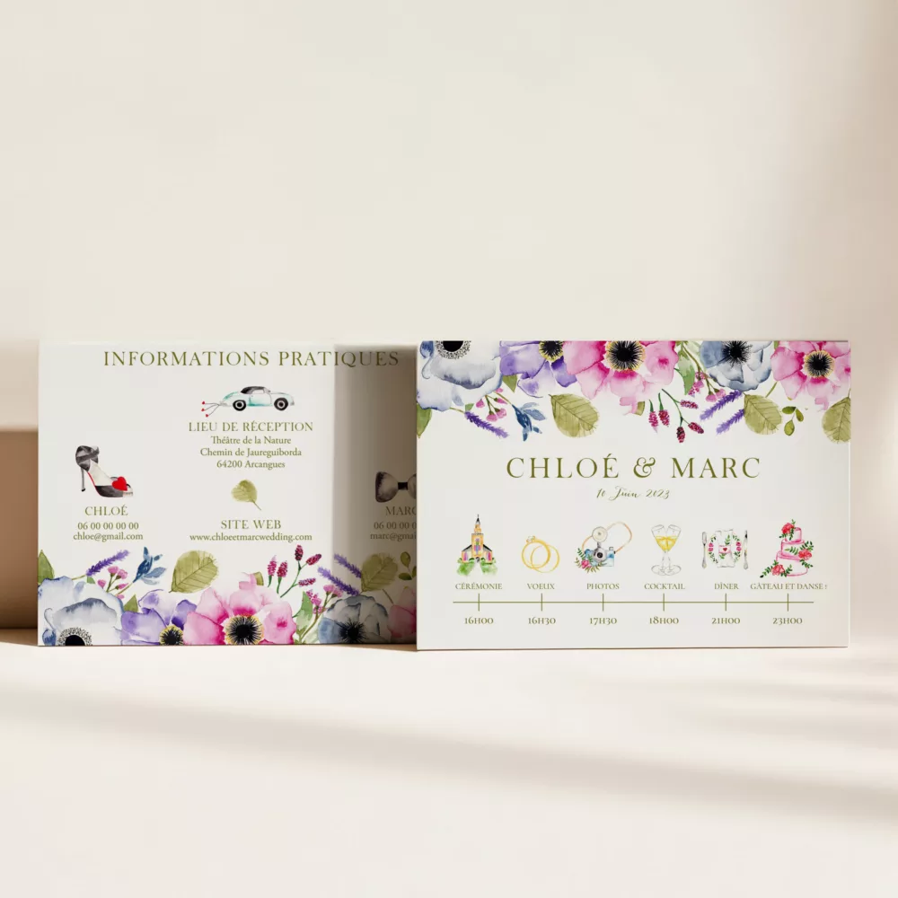 Carton programme de mariage Balade Champêtre - Maison Célestine