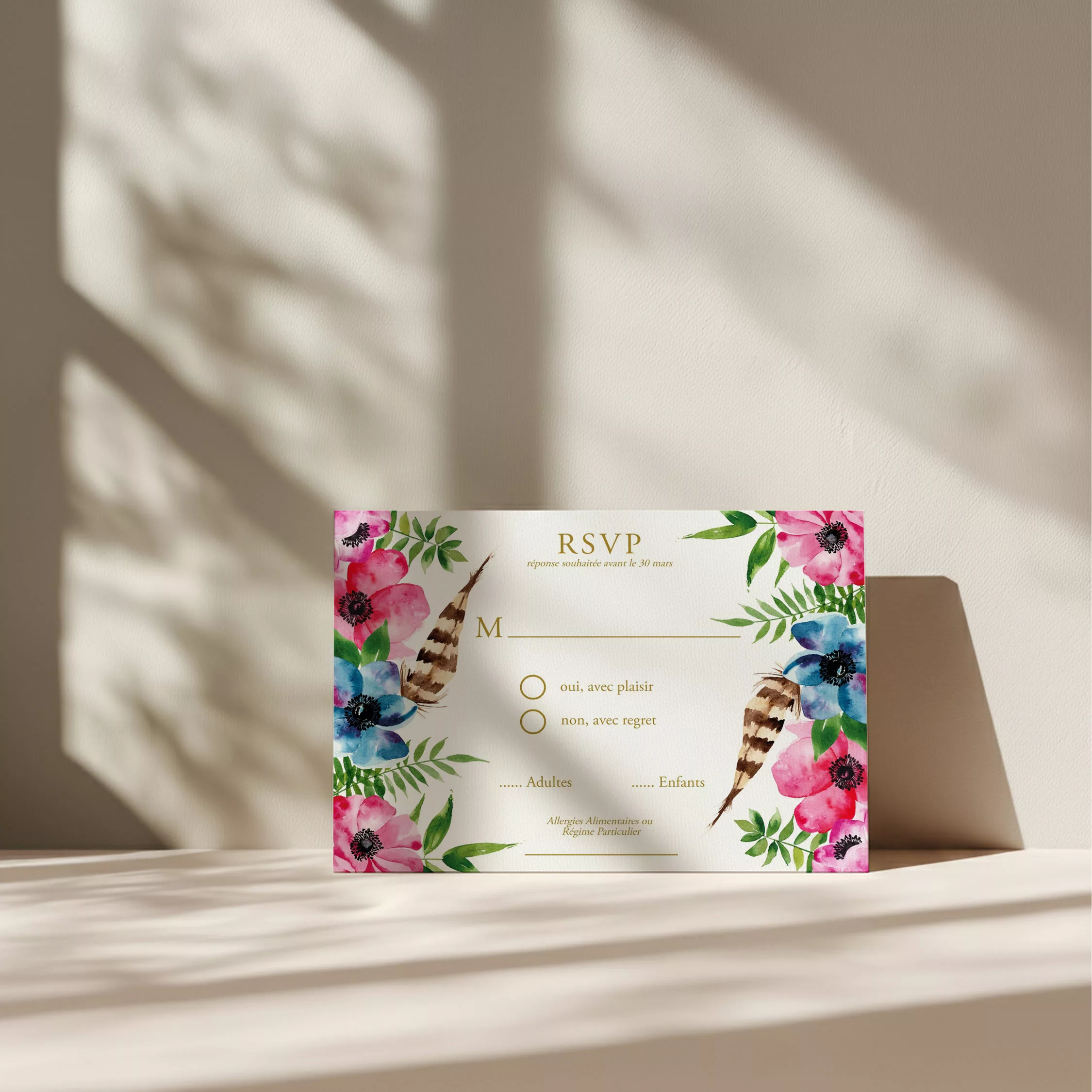 Carton réponse de mariage Bohowild - Maison Célestine