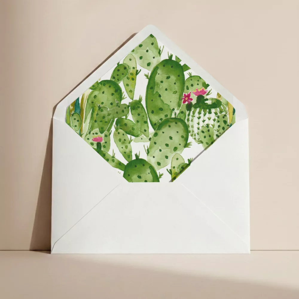 Doublure enveloppe mariage Cactus Garden