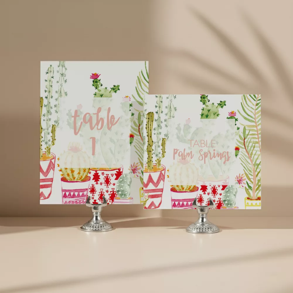 numéro de table mariage cactus