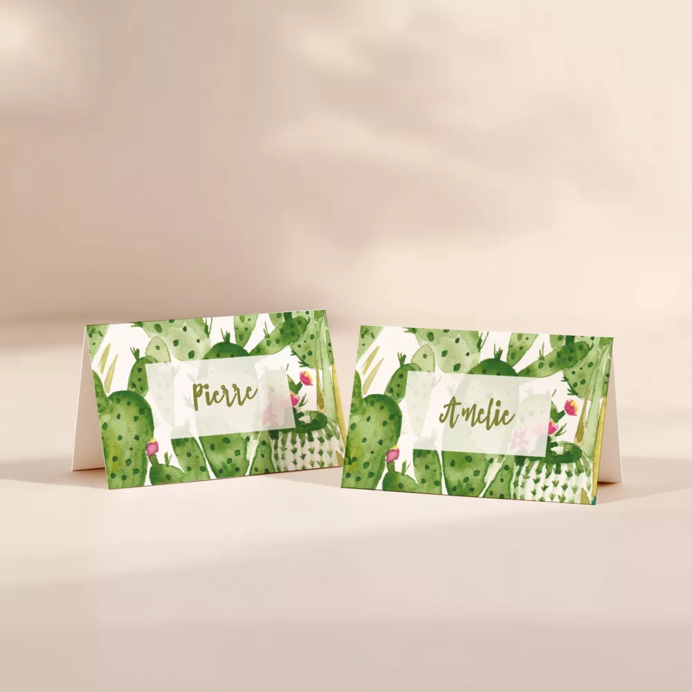 Marque-place de mariage cactus Maison Célestine