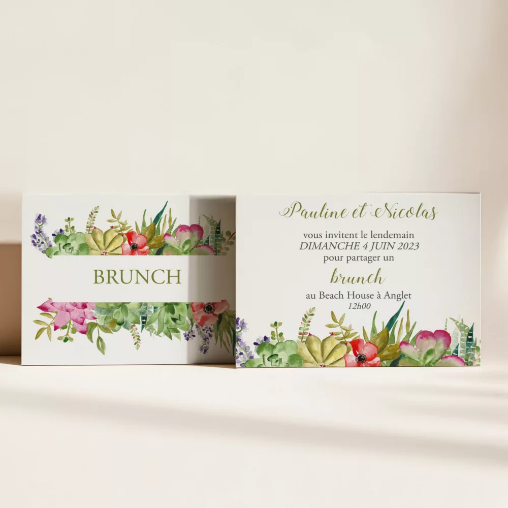 Carton brunch de mariage Succulentes - Maison Célestine