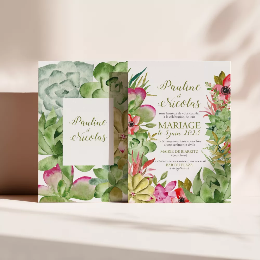 Faire-part de mariage Succulentes - Maison Célestine