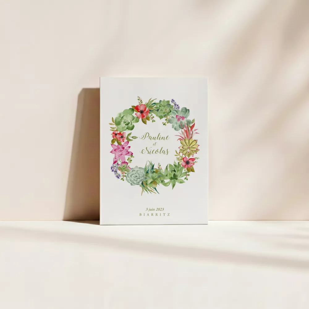 Couverture livret de cérémonie mariage succulentes – Collection Succulentes
