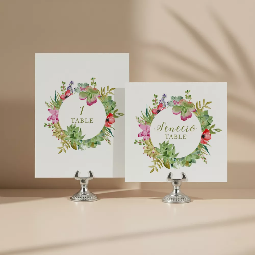numéro de table mariage succulentes
