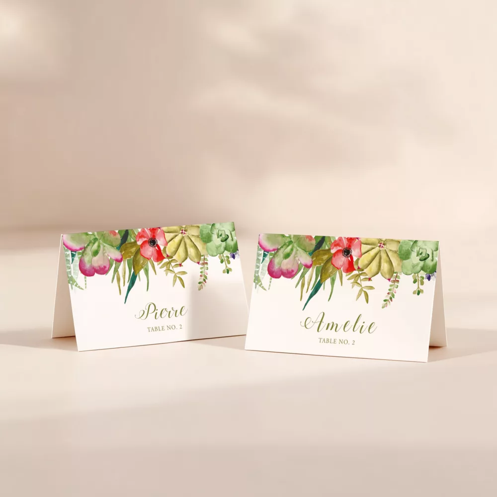 Marque-place de mariage Succulentes Maison Célestine