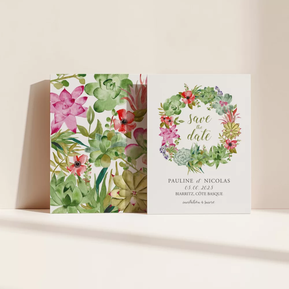 Save the Date Succulentes - Maison Célestine