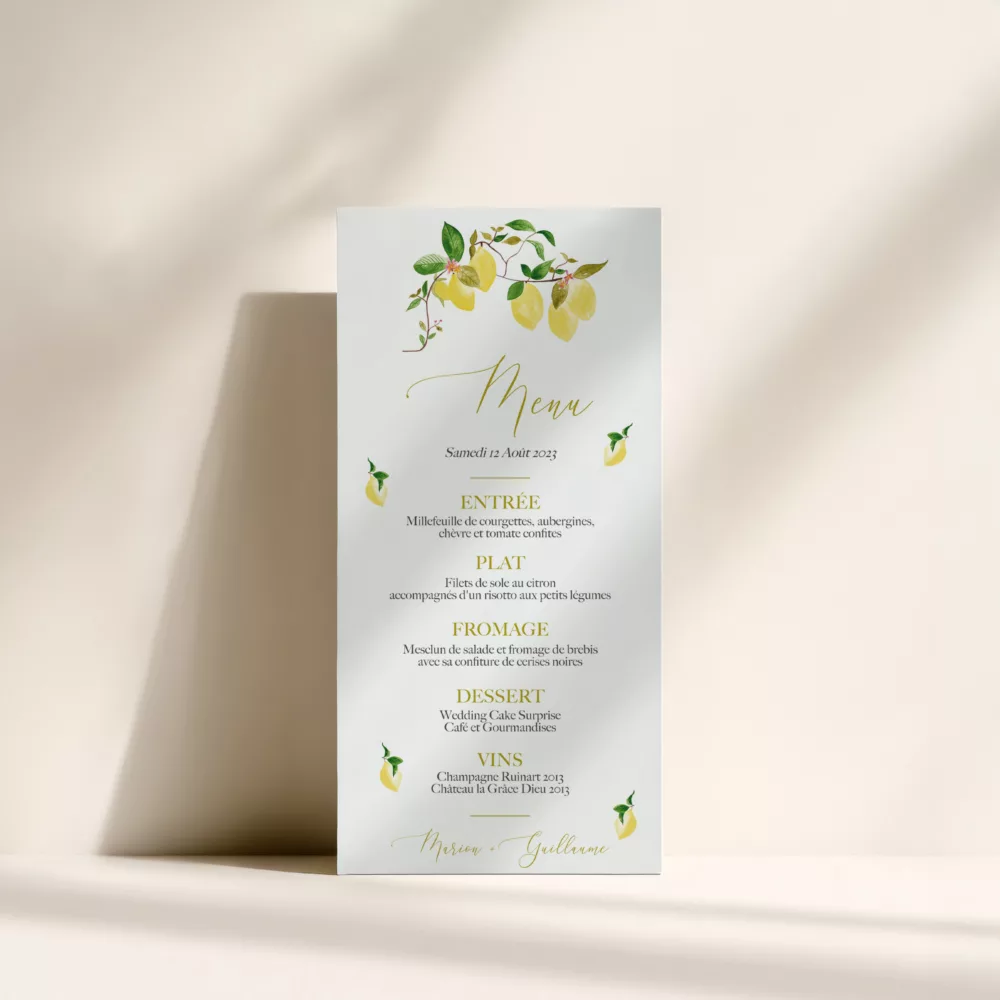 menu mariage citron