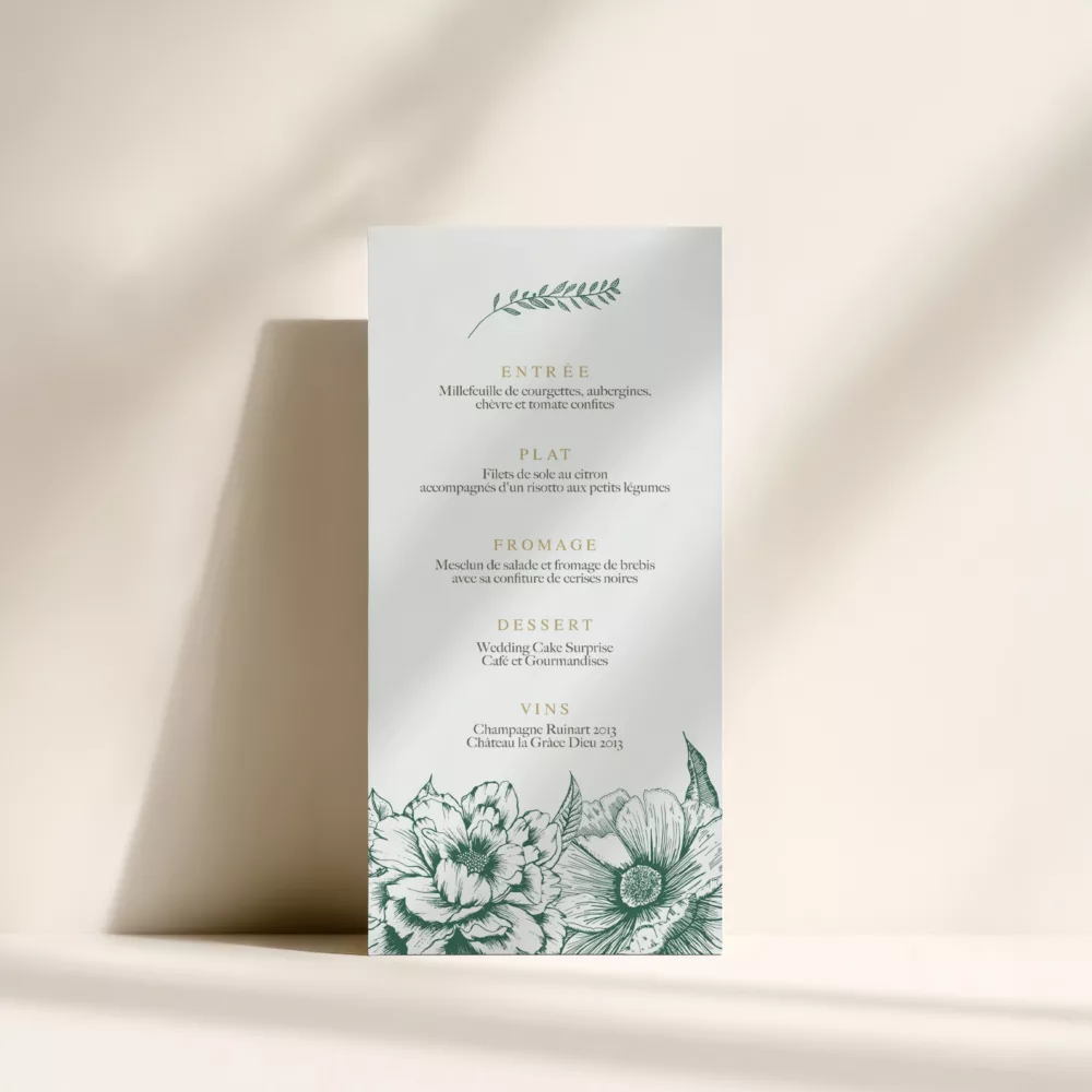 menu de mariage vintage