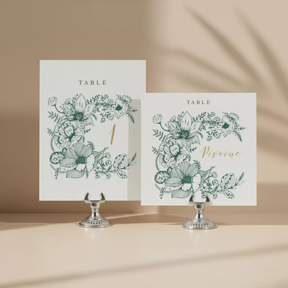 numéro de table mariage vintage floral