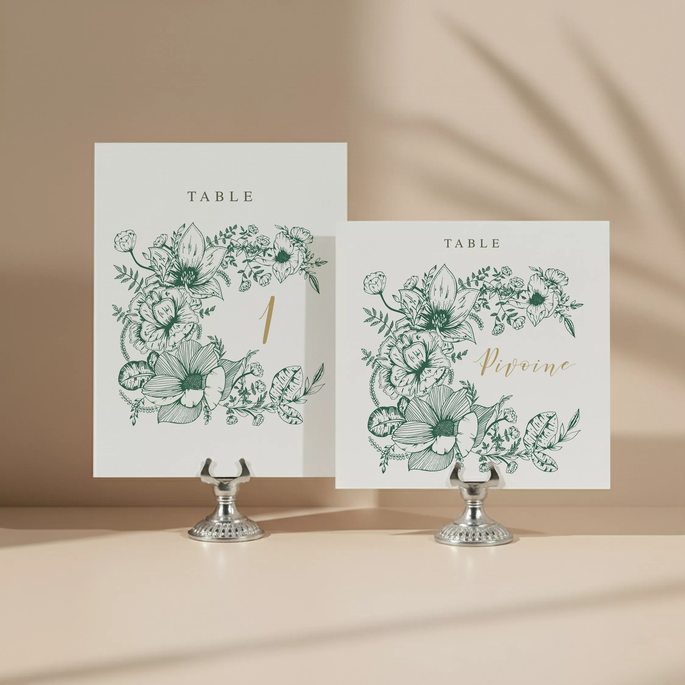 numéro de table mariage vintage floral
