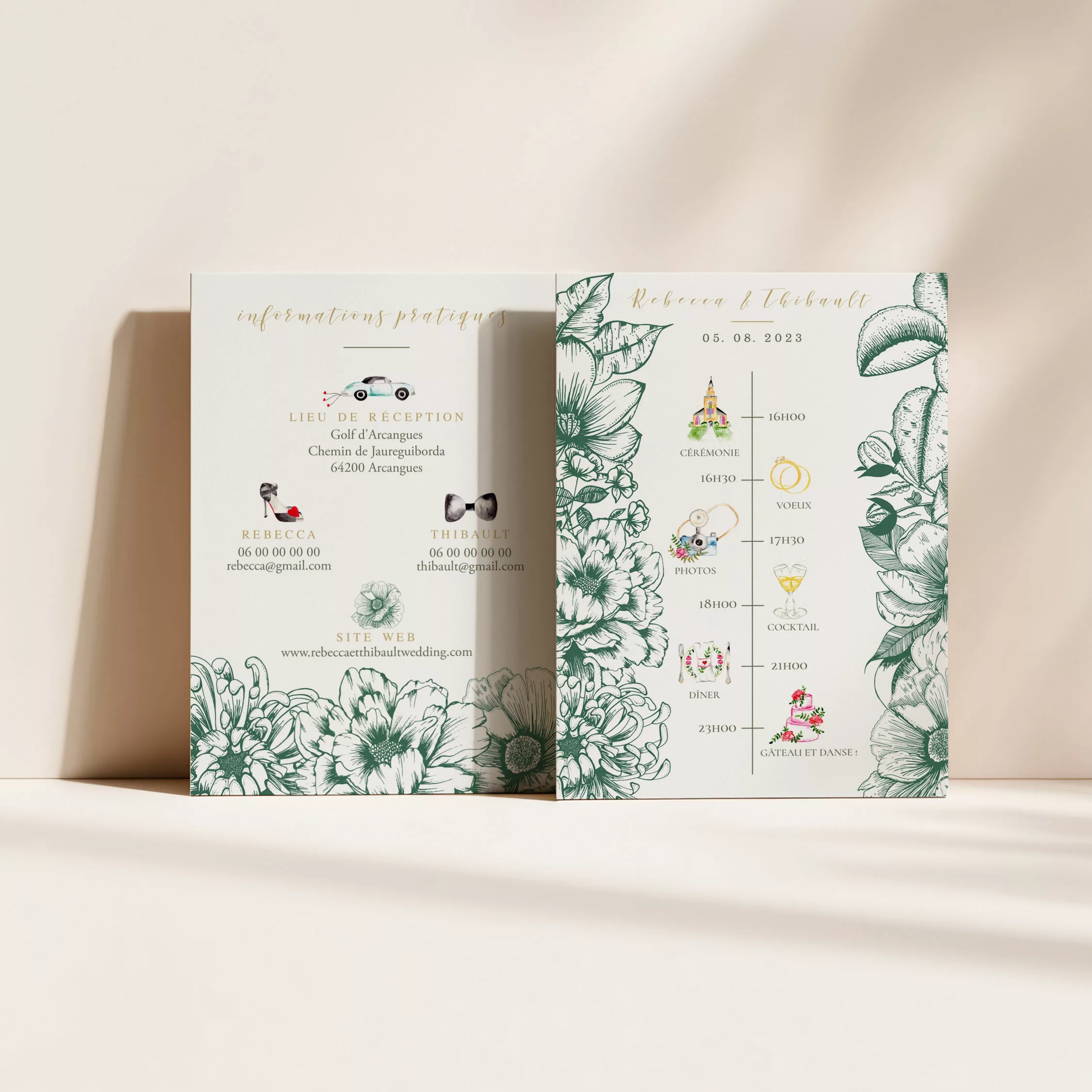 Carton programme de mariage Vintage Bloom - Maison Célestine