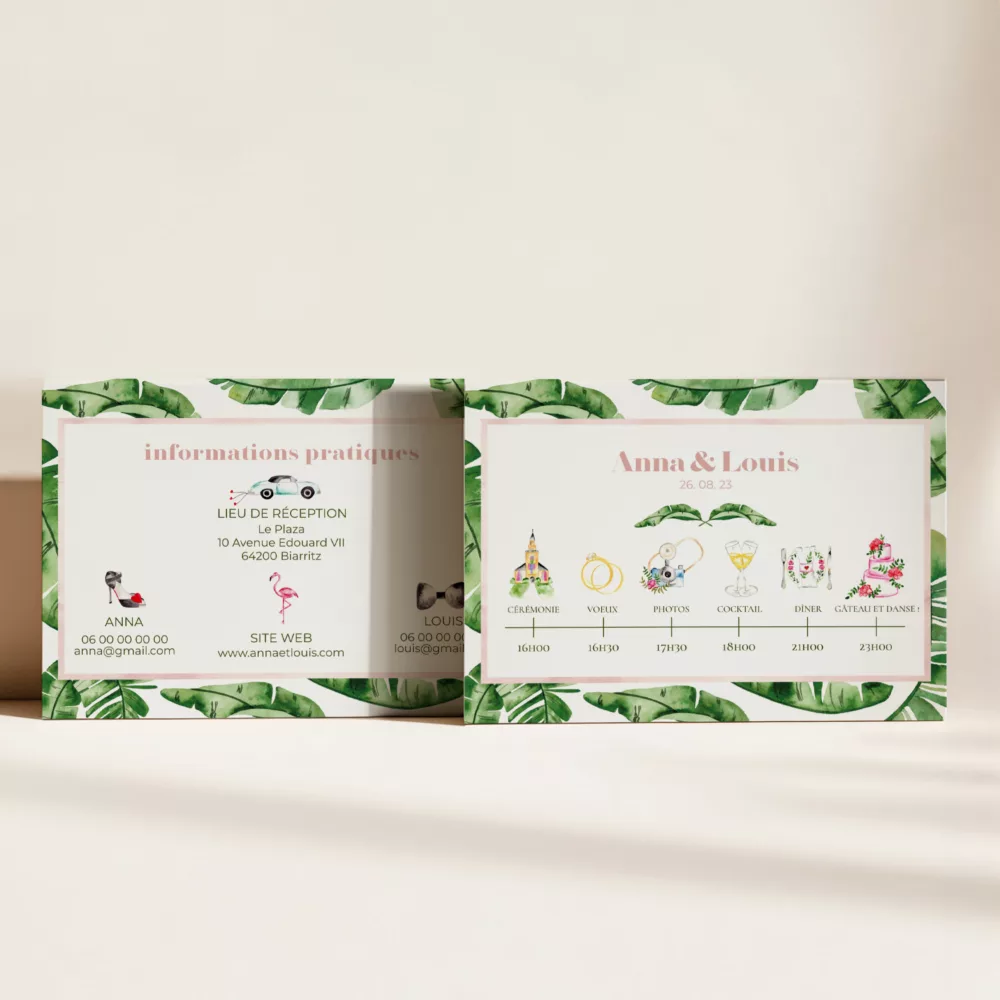 Carton programme de mariage Banana Life - Maison Célestine