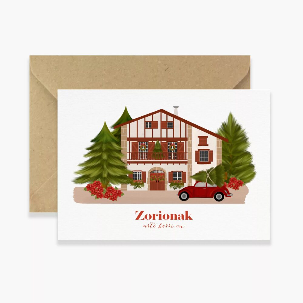 Carte de voeux Noël au Pays-Basque La Labourdine - Maison Célestine