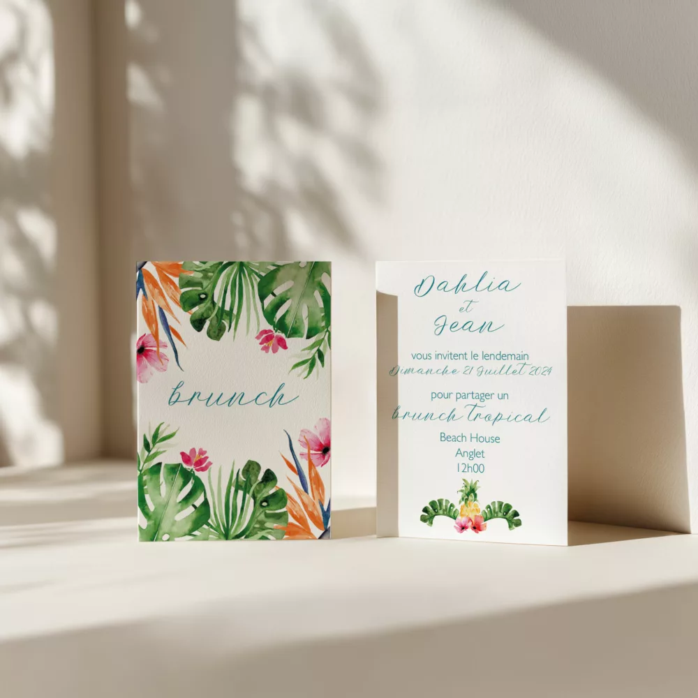 Carton brunch de mariage Tropical Pop - Maison Célestine