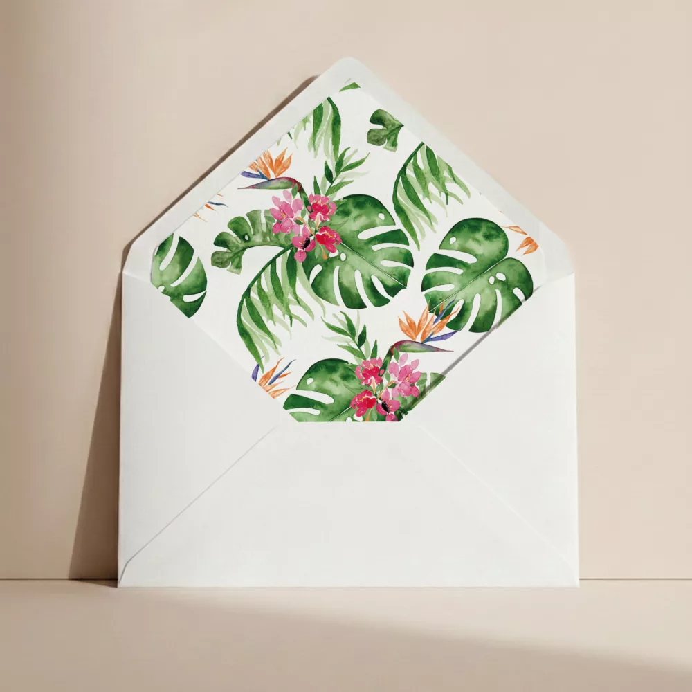 Doublure enveloppe mariage Tropical Pop