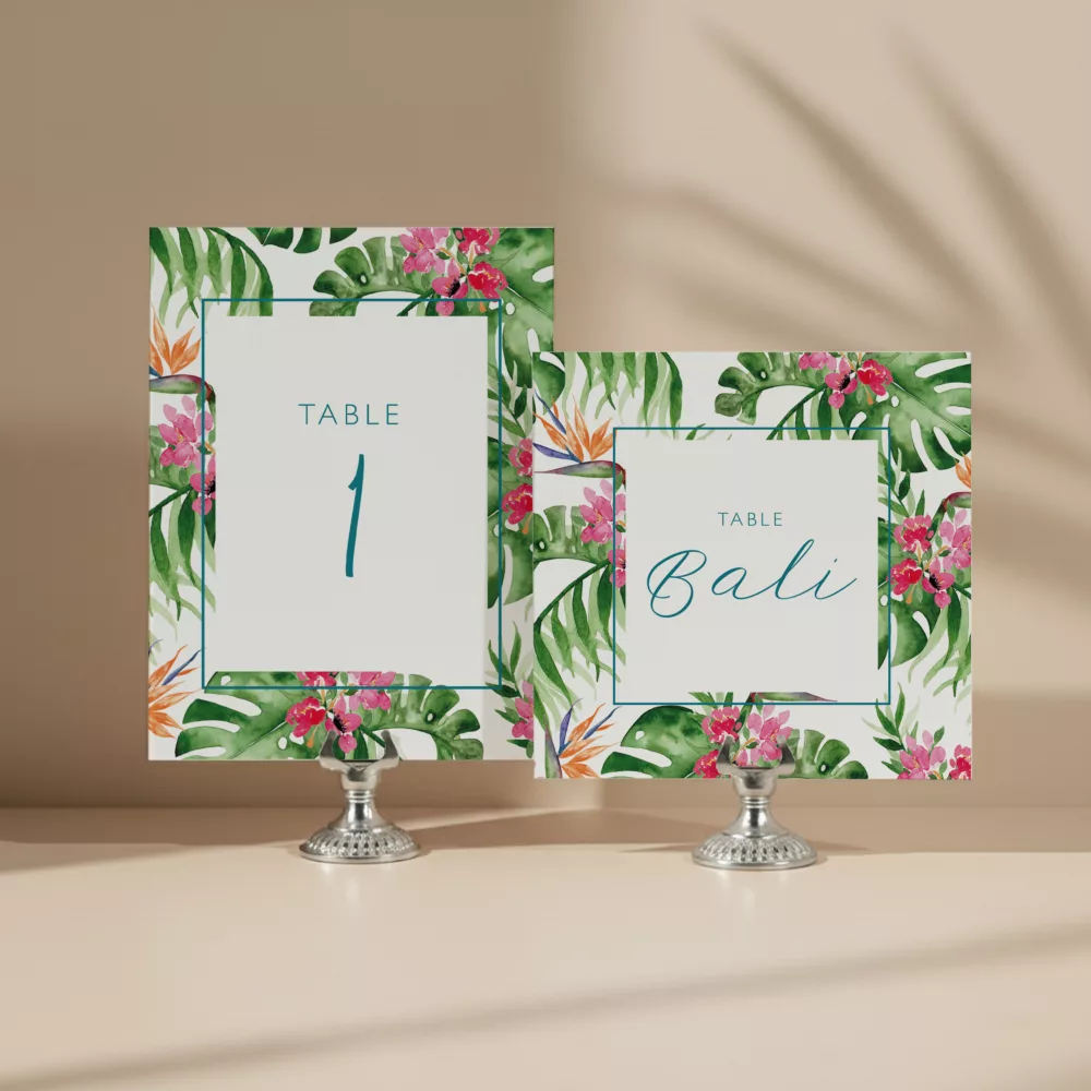 numéro de table mariage tropical