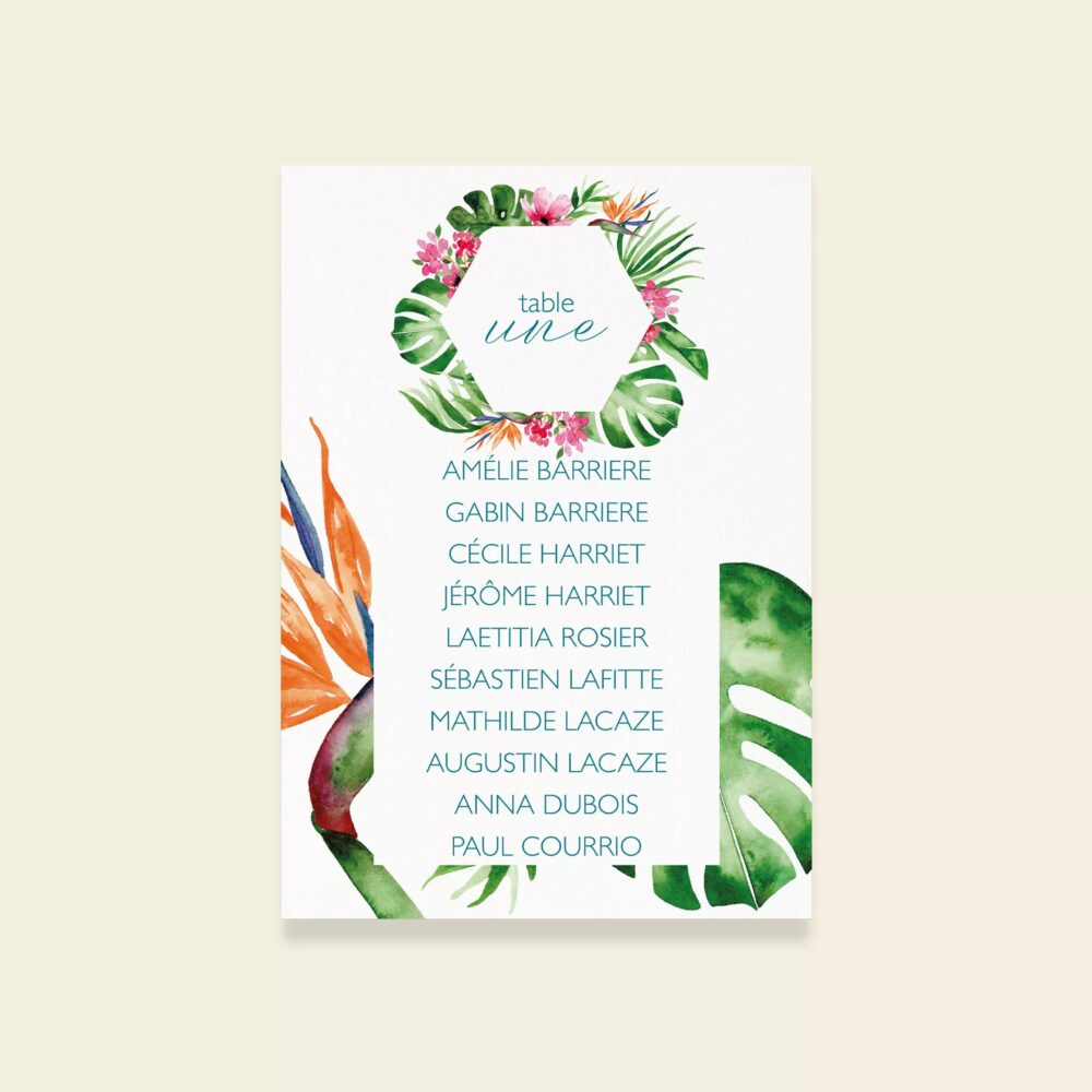 Plan de table Tropical Pop - Maison Célestine