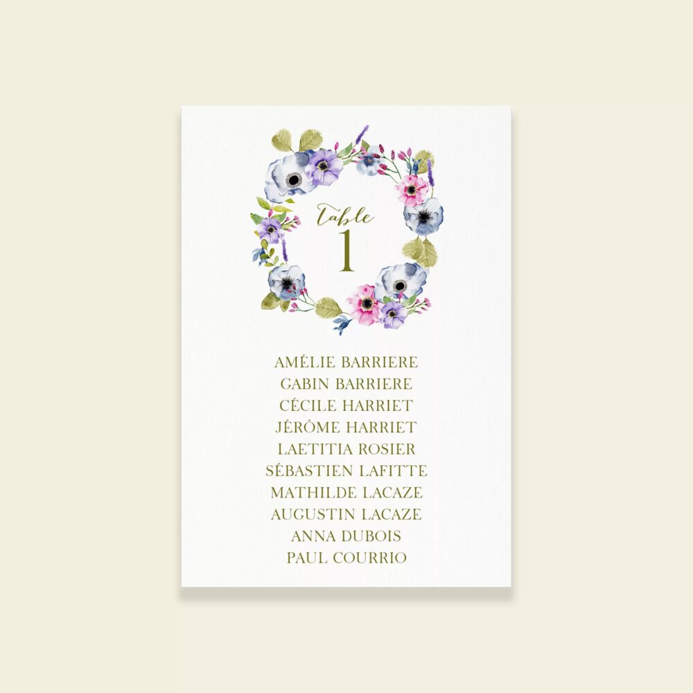 Plan de table mariage champêtre - Balade Champêtre - Maison Célestine