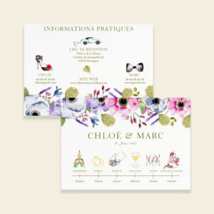 Carton programme mariage champêtre - Balade Champêtre - Maison Célestine