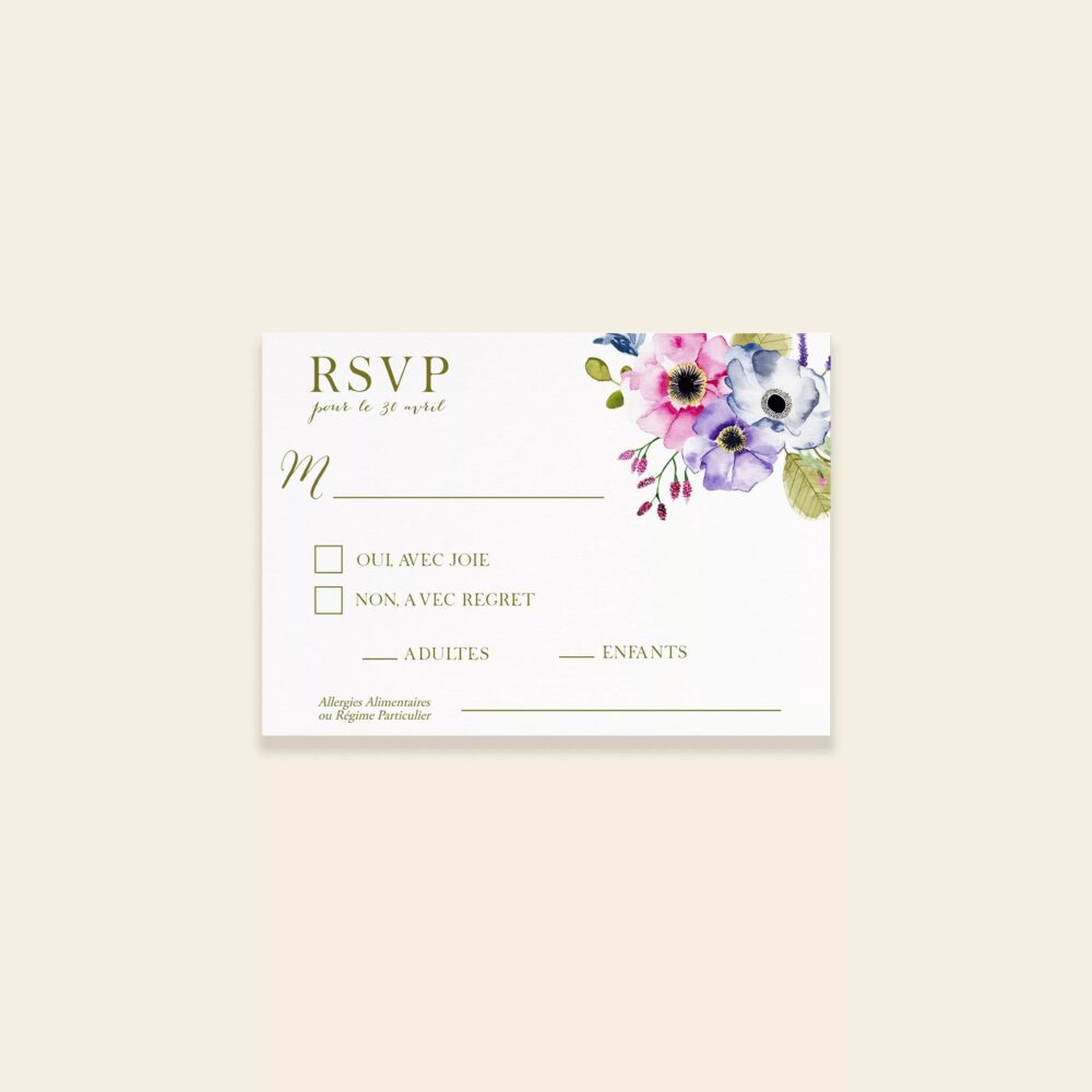 Carton réponse RSVP mariage champêtre - Balade Champêtre - Maison Célestine