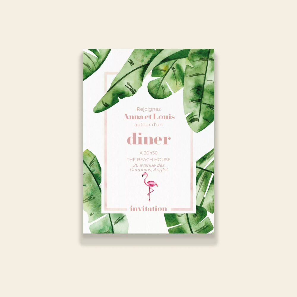Invitation dîner de mariage exotique Banana Life - Maison Célestine