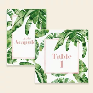 Numéro/nom de tables de mariage exotique Banana Life - Maison Célestine