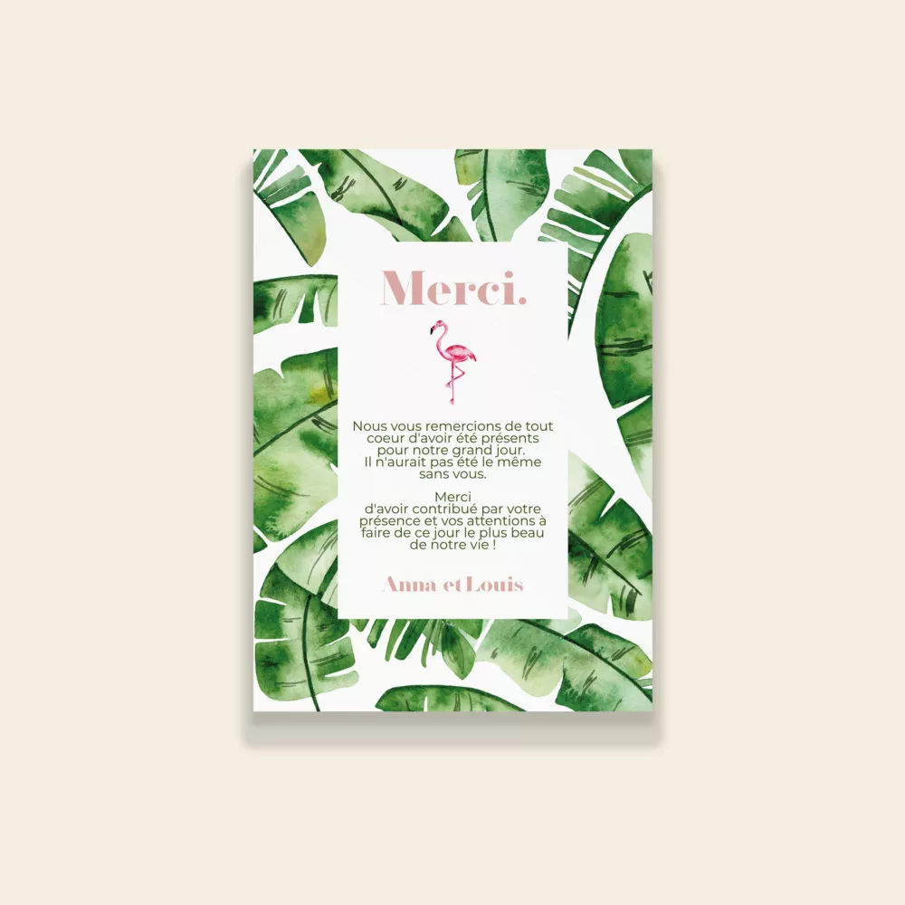 Carton remerciements de mariage exotique Banana Life - Maison Célestine