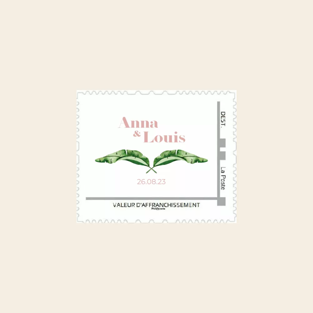 Timbre personnalisé de mariage exotique Banana Life - Maison Célestine