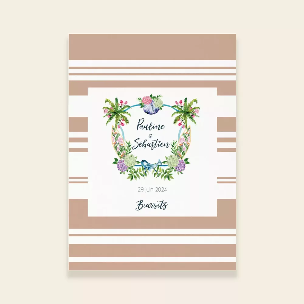 Couverture livret de cérémonie de mariage Biarritz - Maison Célestine