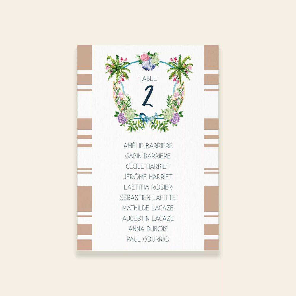 Plan de table de mariage Biarritz - Maison Célestine