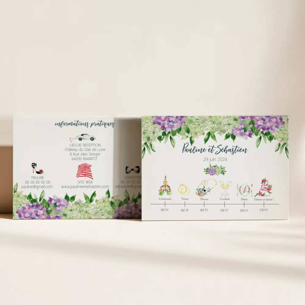 Carton programme de mariage Biarritz - Maison Célestine