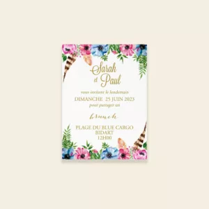 Carton invitation brunch de mariage bohème - Bohowild - Maison Célestine