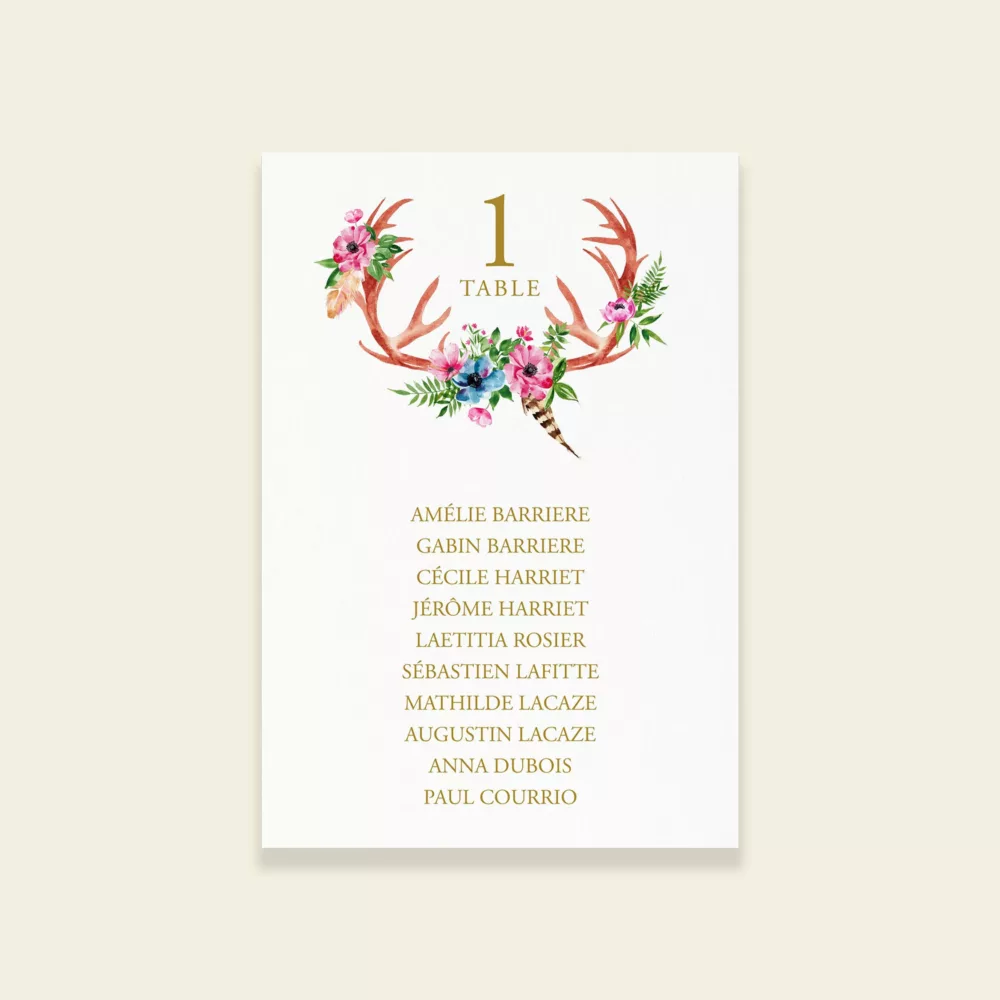 Plan de table de mariage bohème - Bohowild - Maison Célestine