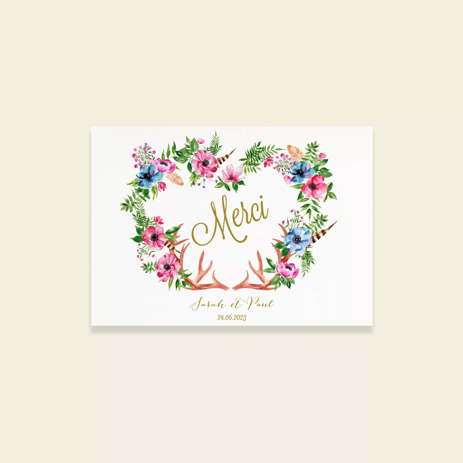 Carton remerciements de mariage bohème - Bohowild - Maison Célestine