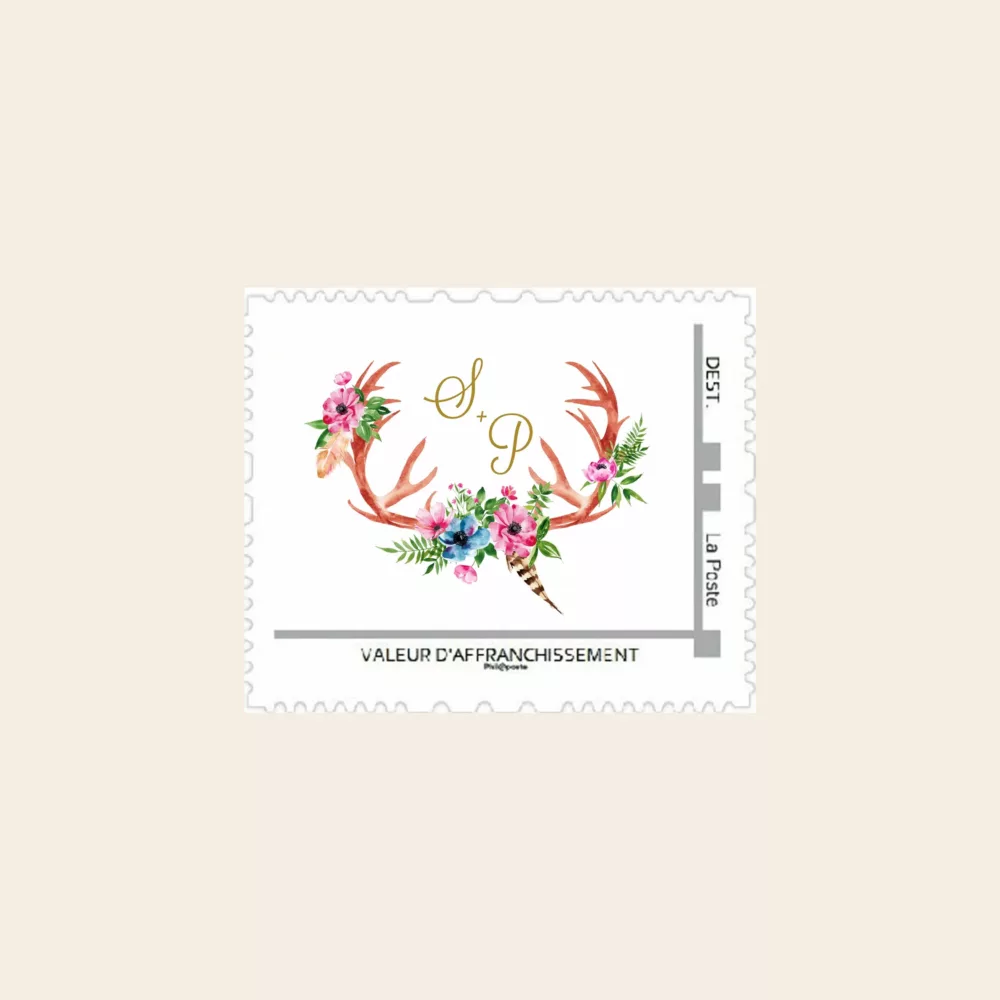 Timbre personnalisé de mariage bohème - Bohowild - Maison Célestine