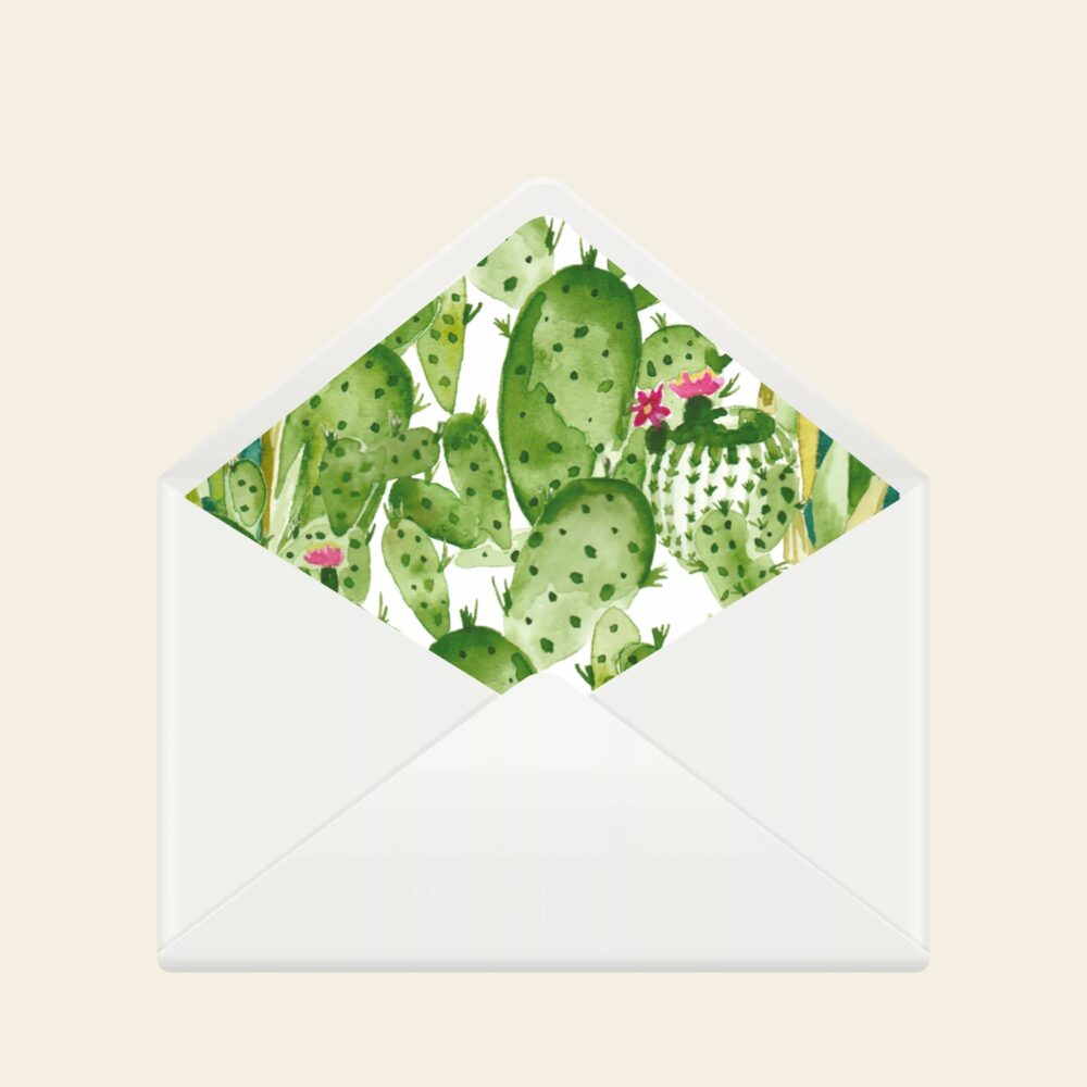 Doublure enveloppe de mariage cactus - Cactus Garden - Maison Célestine