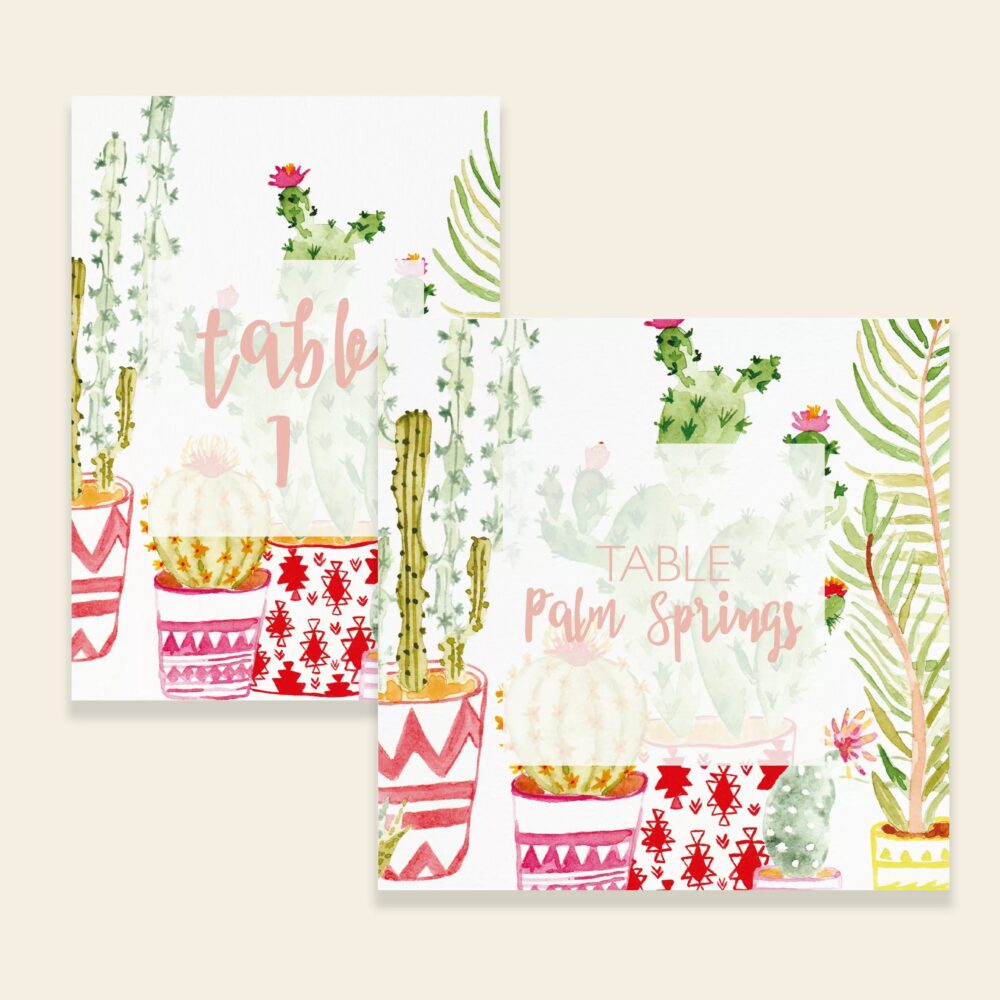 Numéro/nom de table de mariage cactus - Cactus Garden - Maison Célestine