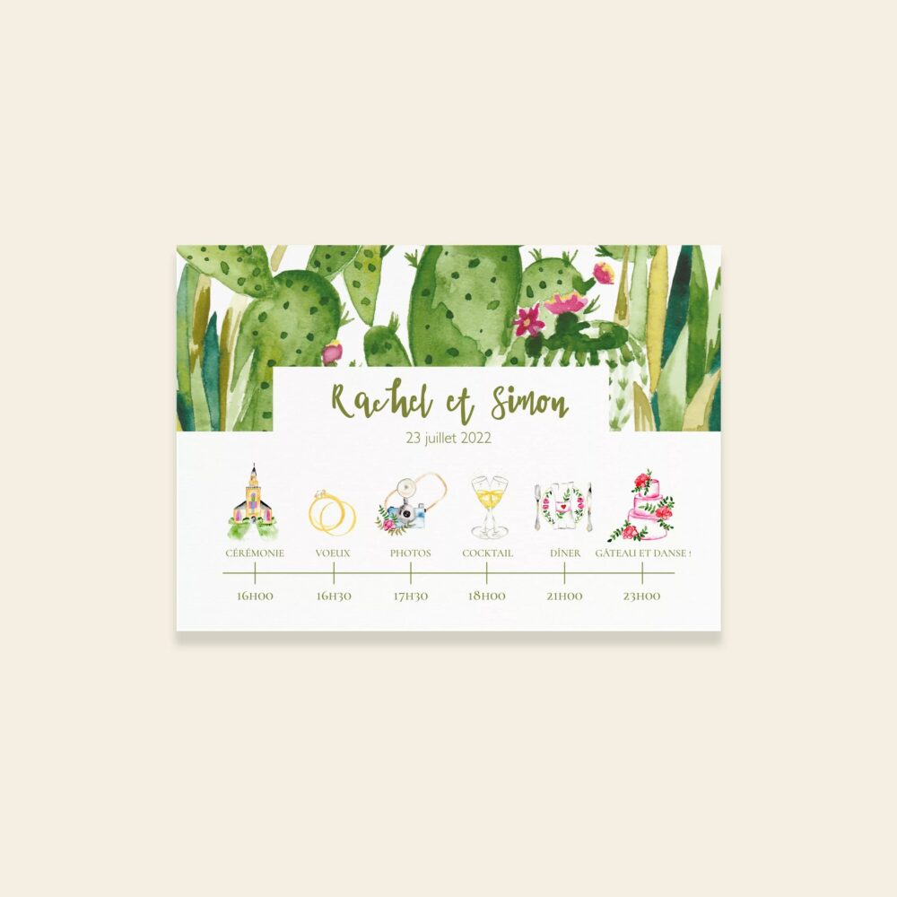 Carton programme de mariage cactus - Cactus Garden - Maison Célestine