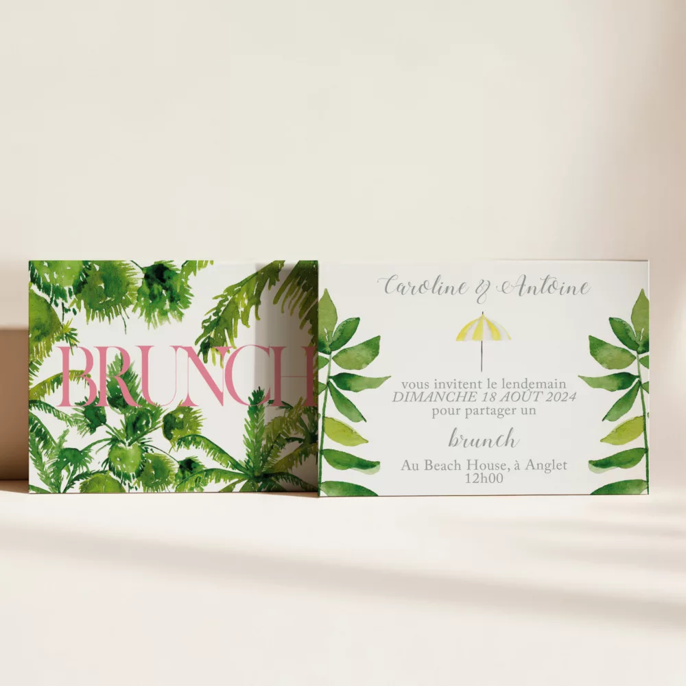 Carton brunch de mariage Palm Springs - Maison Célestine