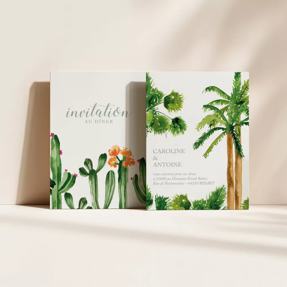 Carton dîner de mariage Palm Springs - Maison Célestine