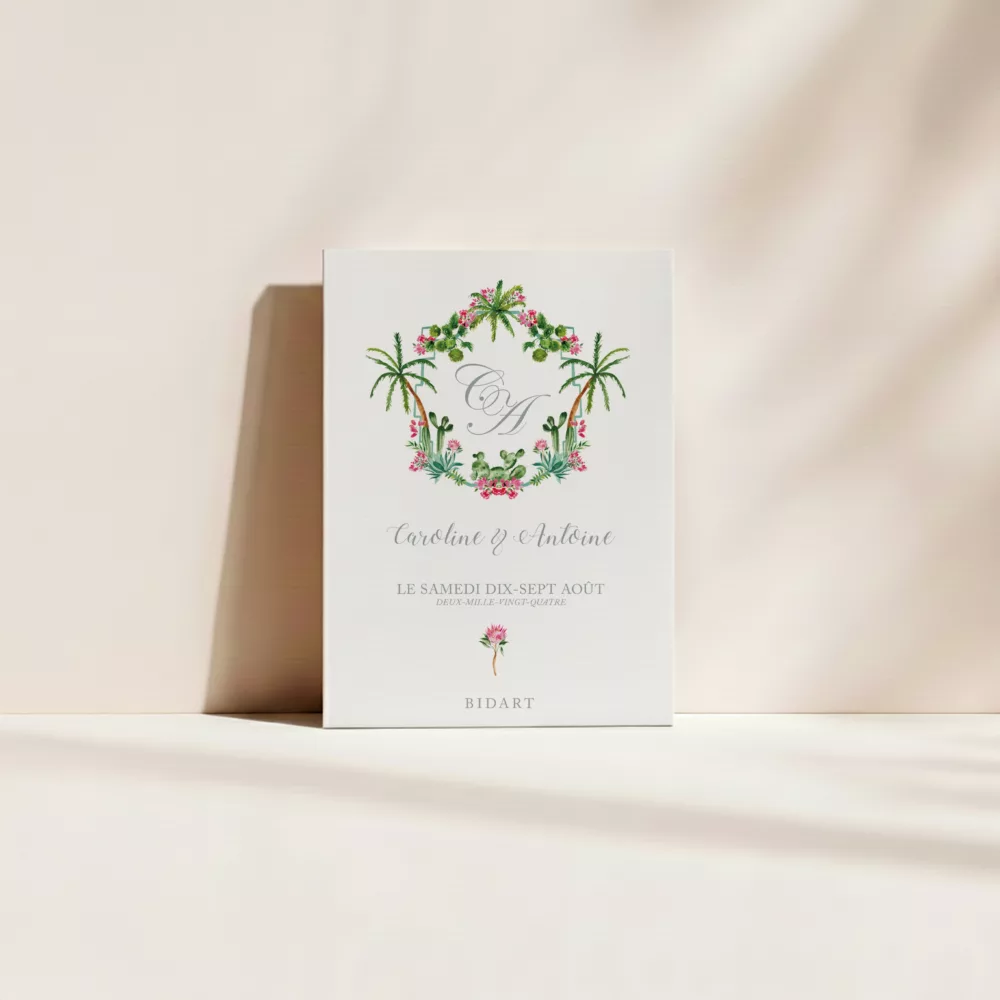 Couverture livret de cérémonie mariage bohème – Palm Springs