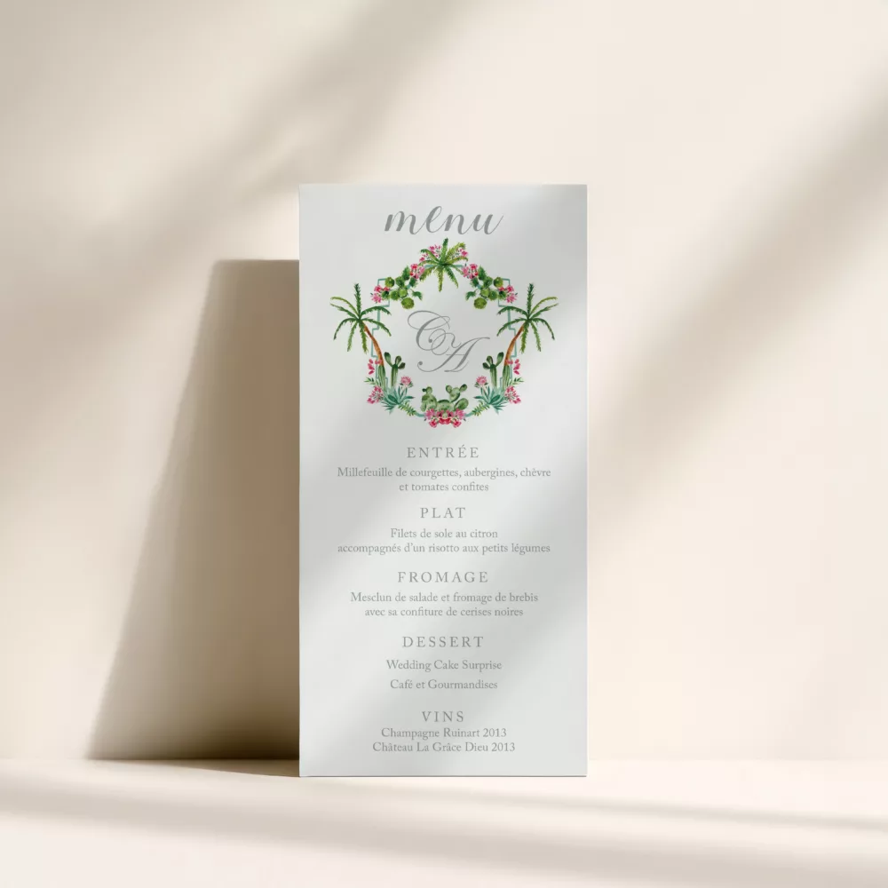 menu de mariage bohème