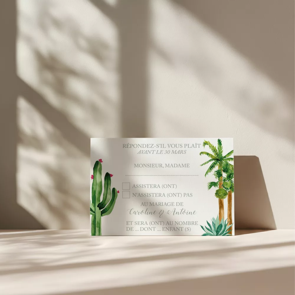 Carton réponse de mariage Palm Springs - Maison Célestine