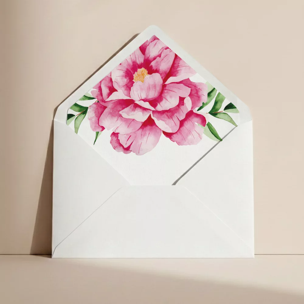 Doublure enveloppe mariage Pivoines Romantiques