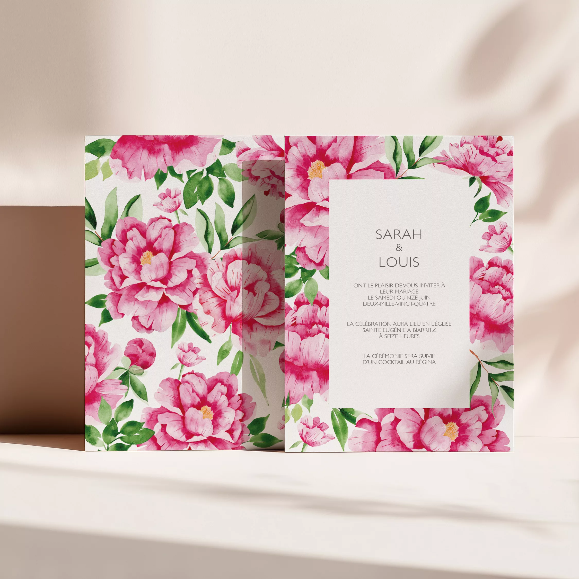 Faire-part de mariage Pivoines Romantiques - Maison Célestine