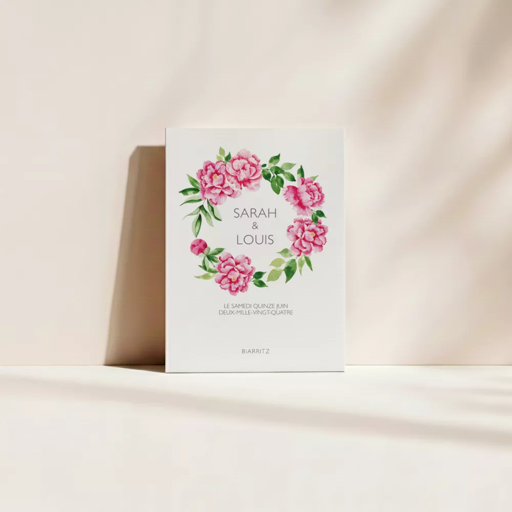 Couverture livret de cérémonie mariage pivoine – Pivoines Romantiques