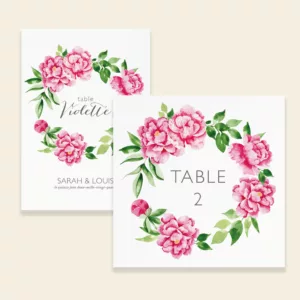 Numéro / nom de table de mariage Pivoines Romantiques - Maison Célestine