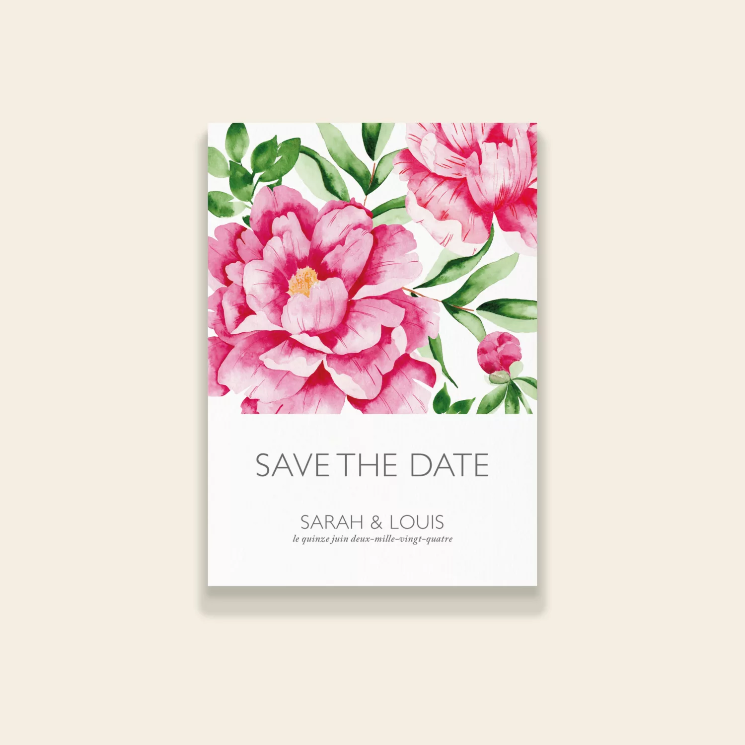 Save the date de mariage Pivoines Romantiques - Maison Célestine