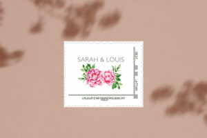 Visuel timbre personnalisé de mariage Pivoines Romantiques - Maison Célestine